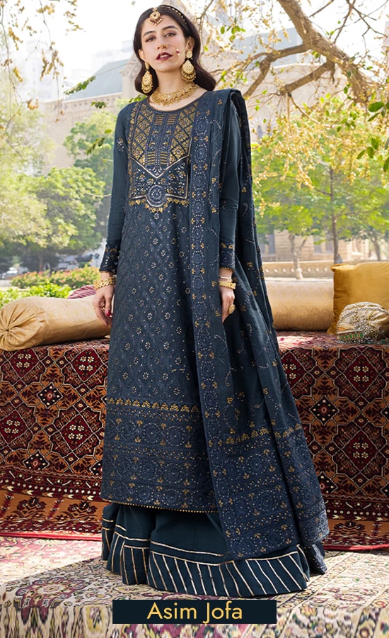 Asim Jofa Embroidered Chanderi Cotton AJMQ-10 Dress