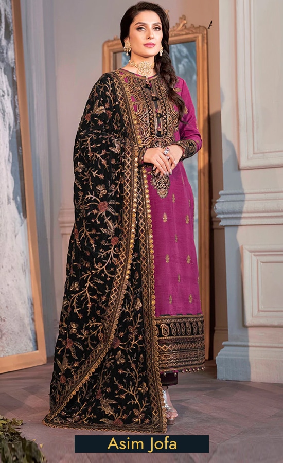 Asim Jofa Embroidered Velvet AJAM 10 Dress (3)