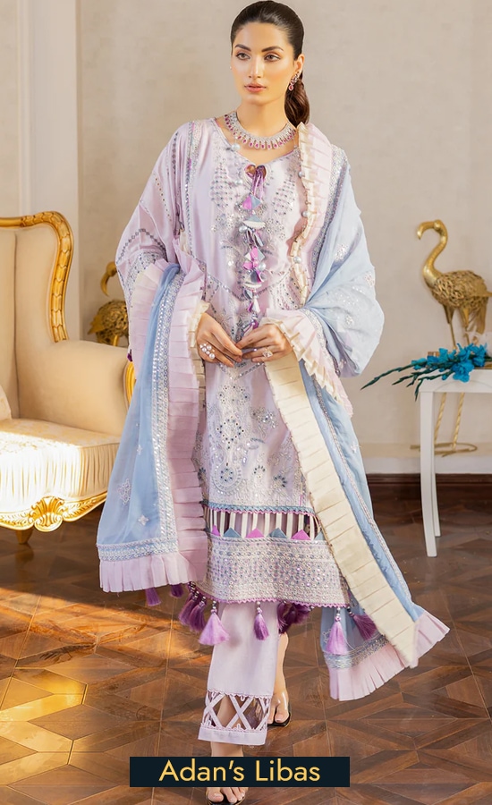 Buy Adan's Libas Embroidered Swiss Lawn 5026 Bright Ube Dress Now