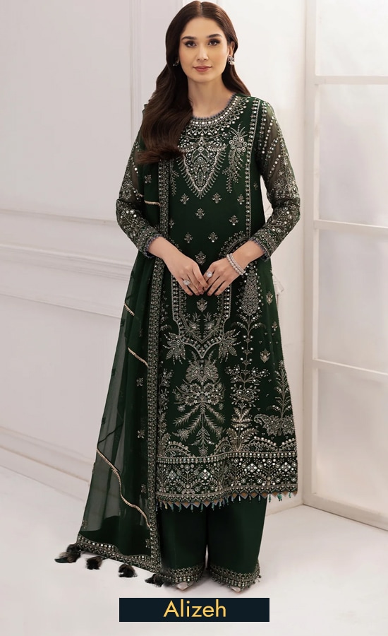 Buy Alizeh Embroidered Chiffon V14D10 Dress Now