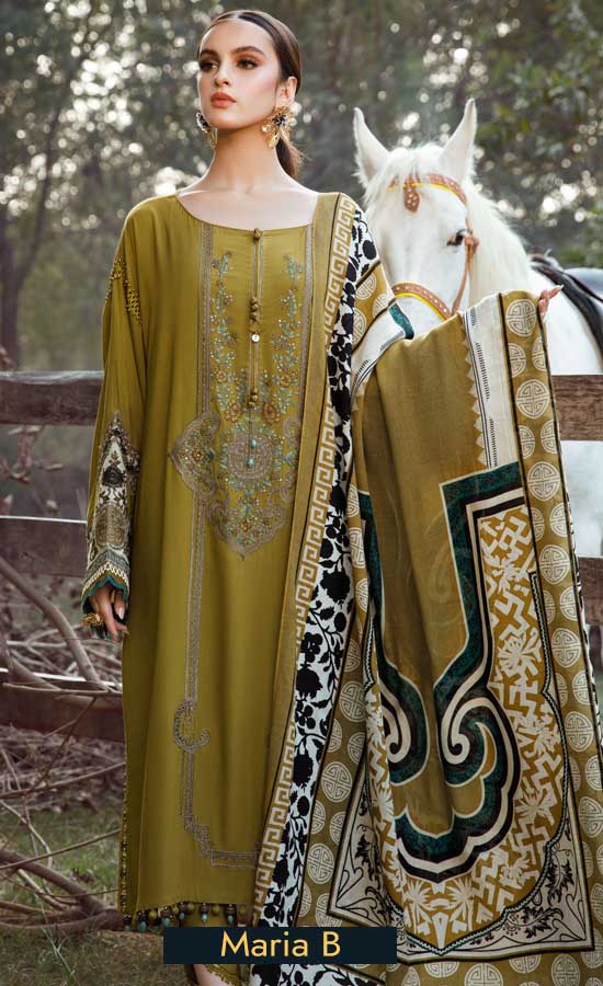 Maria B Embroidered Karandi MPT1605A Dress (1)