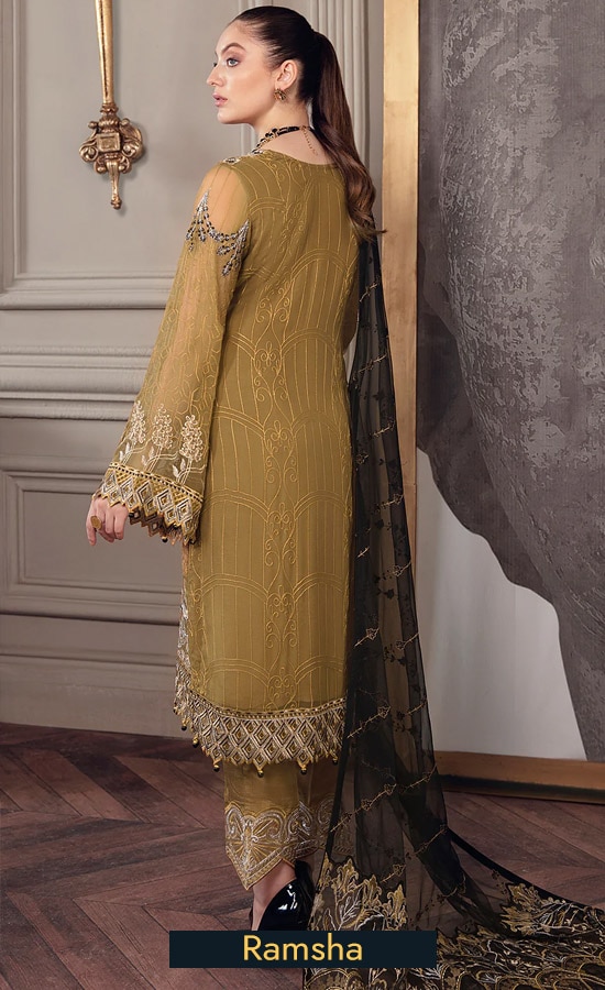 Ramsha Embroidered Chiffon A504 Dress (3)