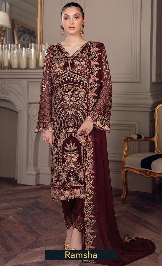 Ramsha Embroidered Chiffon A507 Dress (2)