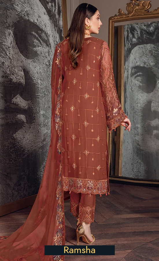 Ramsha Embroidered Chiffon A512 Dress (3)