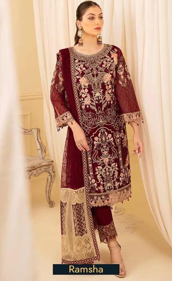 Ramsha Embroidered Organza M706 Dress (3)