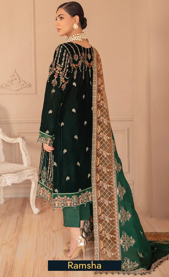 Ramsha Embroidered Velvet V502 Dress (3)
