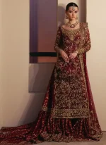 Deep Red Bridal Gharara Dress