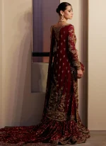 Deep Red Bridal Gharara Dress