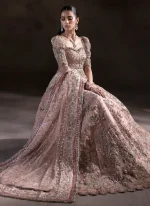 Peach Pink Anarkali Bridal Dress