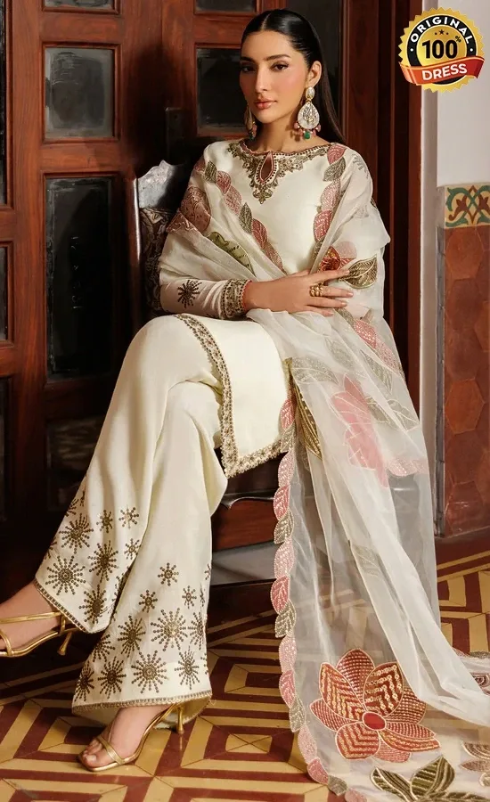 Ready to Wear White Colour Salwar Kameez For Wedding Guests (2)