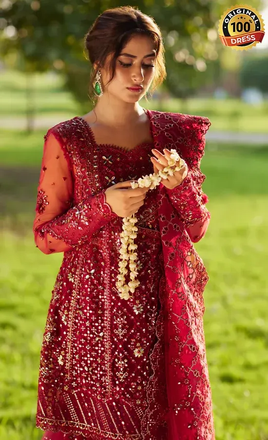 Red Colour Sharara For Wedding Guests
