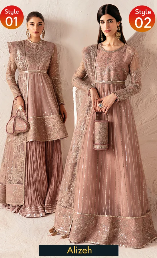 Embroidered Net - AF CH 2168 Samara Pakistani Peplum Frock For Wedding Guests