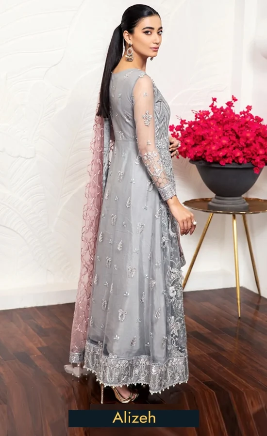Silver Grey Colour Lehenga Choli for Wedding Guests