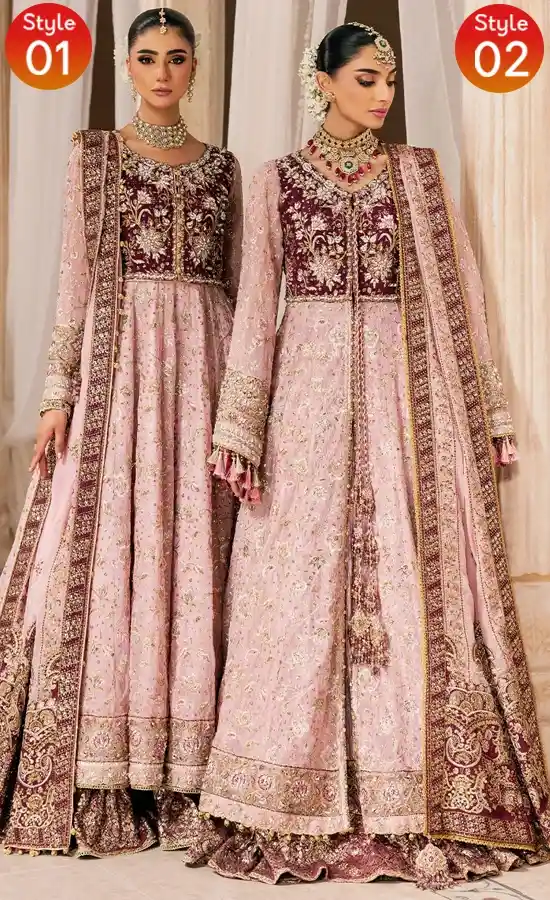 Pink Colour Anarkali Dress For Wedding Guests Pink colour Anarkali dress for wedding guests with elegant embroidery and graceful formal styling