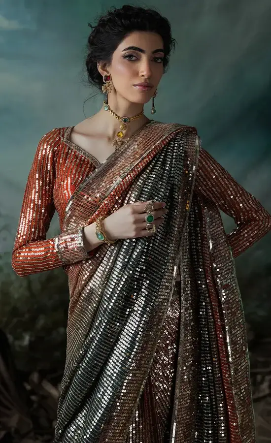 Orange Color Saree​ For Wedding Guests