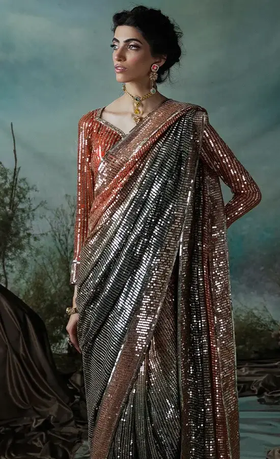Orange Color Saree​ For Wedding Guests