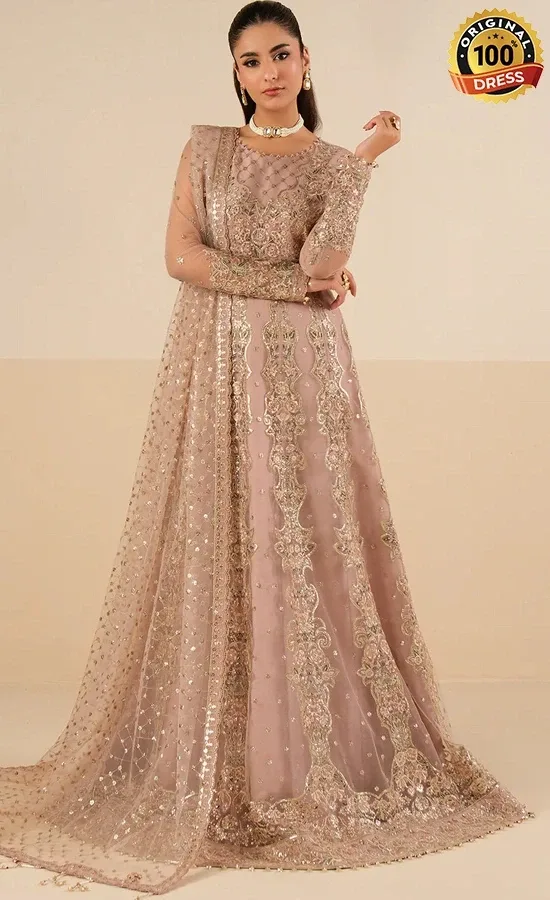 Light Pink Maxi Dress For Wedding Guests Embroidered light pink maxi dress for wedding guests from Revuse Wedding Formals