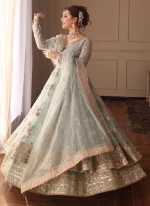 Sky Blue Nikkah Peshwas with Lehenga Video