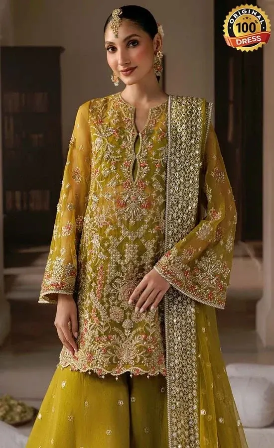Embroidered lehenga with long blouse for wedding guests from Makhmal Velvet Collection 24
