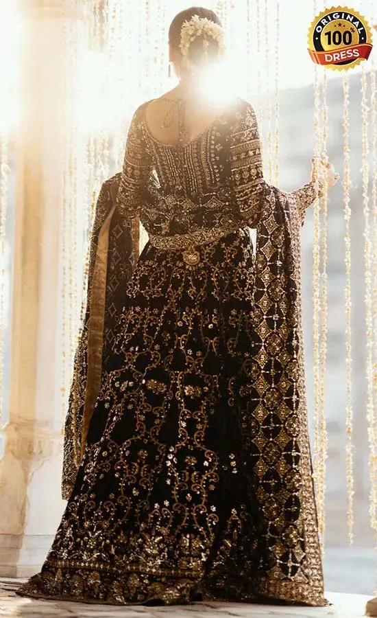 Velvet Choli with Lehenga​ For Wedding Guests