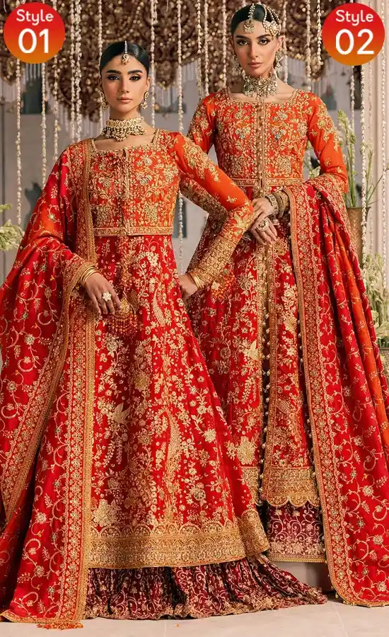 Orange Bridesmaid Gown For Wedding Guests Orange bridesmaid gown for wedding guests with elegant hand embroidery and silk detailing