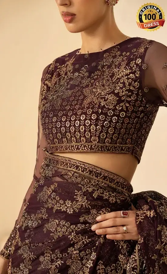 Saree in Purple Colour For Wedding Guests (2)