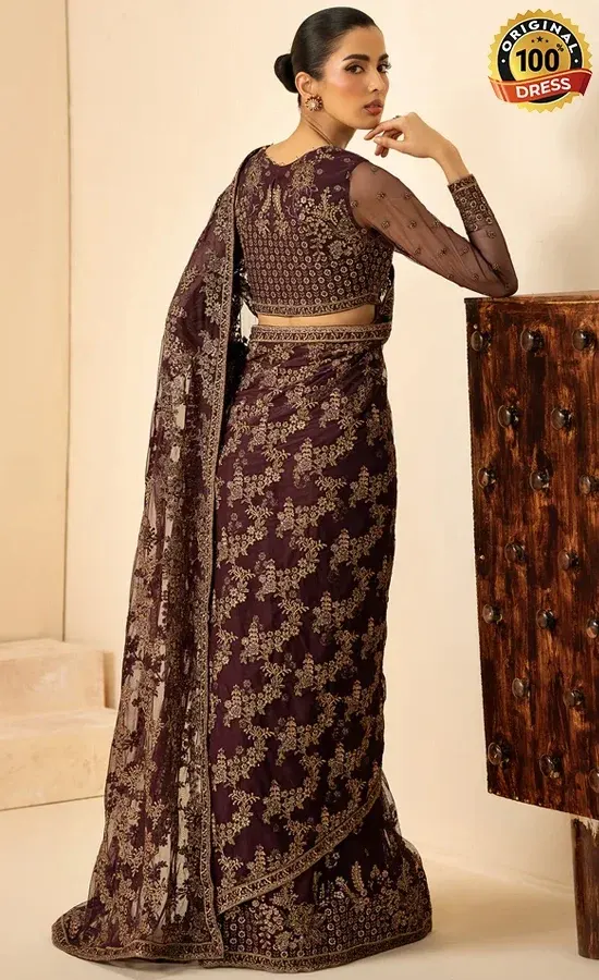 Saree in Purple Colour For Wedding Guests (4)