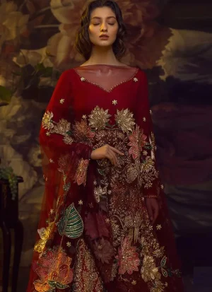 Red Walima Lehenga