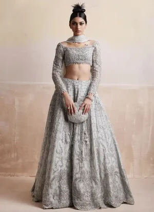Grey Silver Bridal Lehenga Choli (8)