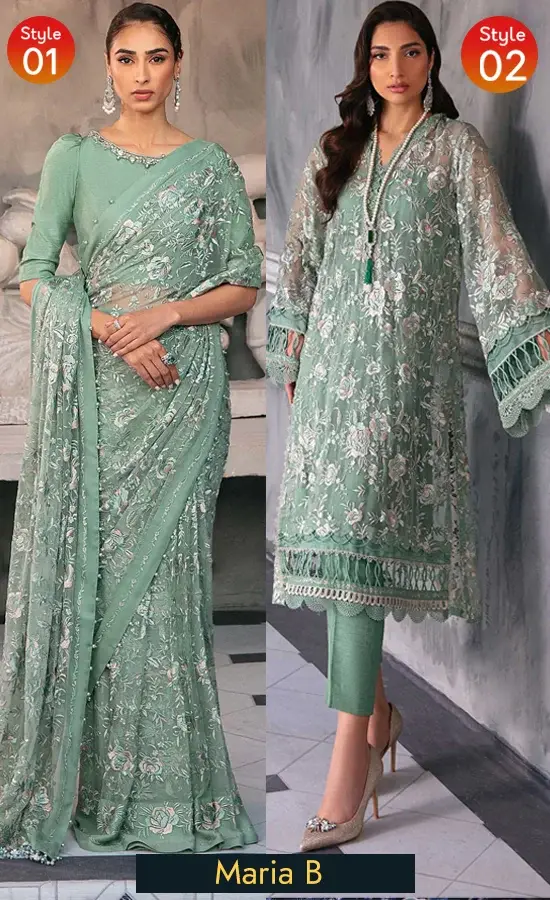 Mariaa B Saree For Wedding Guestss (3) Maria B Saree For Wedding Guestss (2)