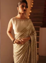 White Bridal Saree with Gold Zardozi Video