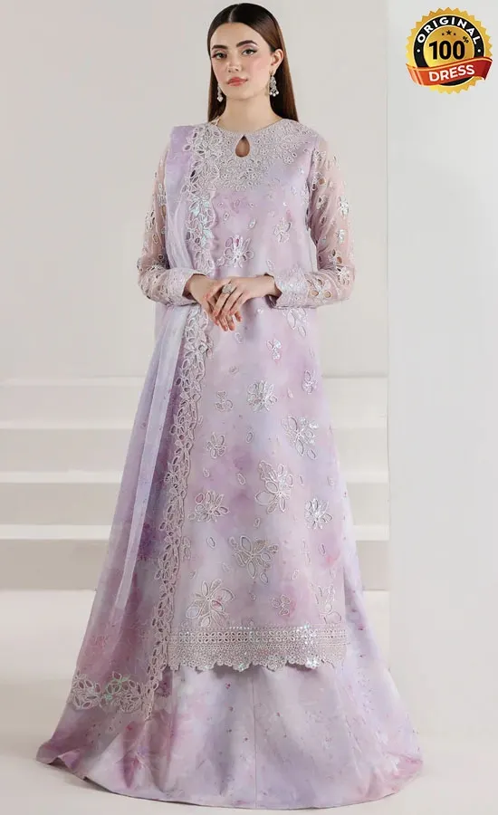 Embroidered Chiffon Lilac Enchant Dress (4) Embroidered Chiffon Lilac Enchant Dress (4)