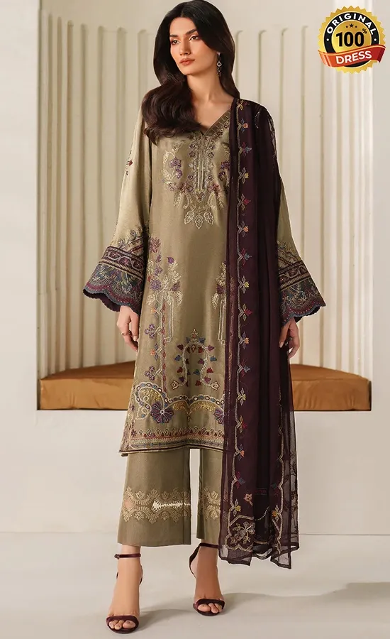 Iznik PK Embroidered Ramen Silk UE-614 Dress (4) Iznik PK Embroidered Ramen Silk UE-614 Dress (4)
