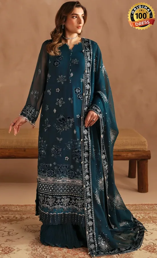 Jazmin Embroidered Chiffon Kaifiya Dress (4) Jazmin Embroidered Chiffon Kaifiya Dress (4)