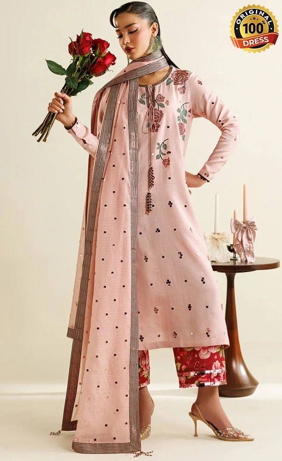 Jazmin Embroidered Raw Silk UR-7071 Dress (2) Jazmin Embroidered Raw Silk UR-7071 Dress (2)