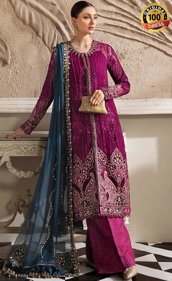Maria B Embroidered Velvet MPC-25-102 Dress (1) Maria B Embroidered Velvet MPC-25-102 Dress (1)