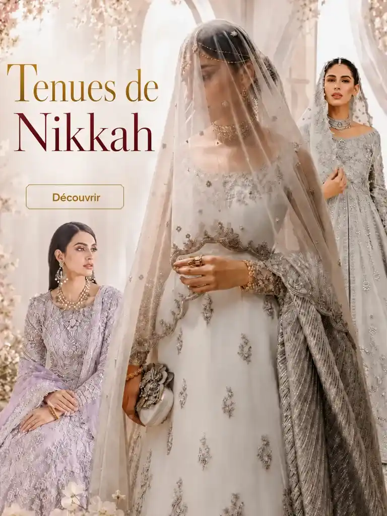 Tenues de Nikkah pour mariée pakistanaise – robes traditionnelles brodées pour cérémonie de mariage
