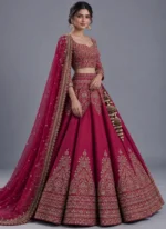 Burgundy Bridal Lehenga Choli with Antique Gold Video