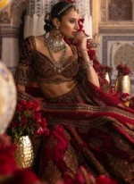 Maroon Velvet Bridal Lehenga with Paisley Video