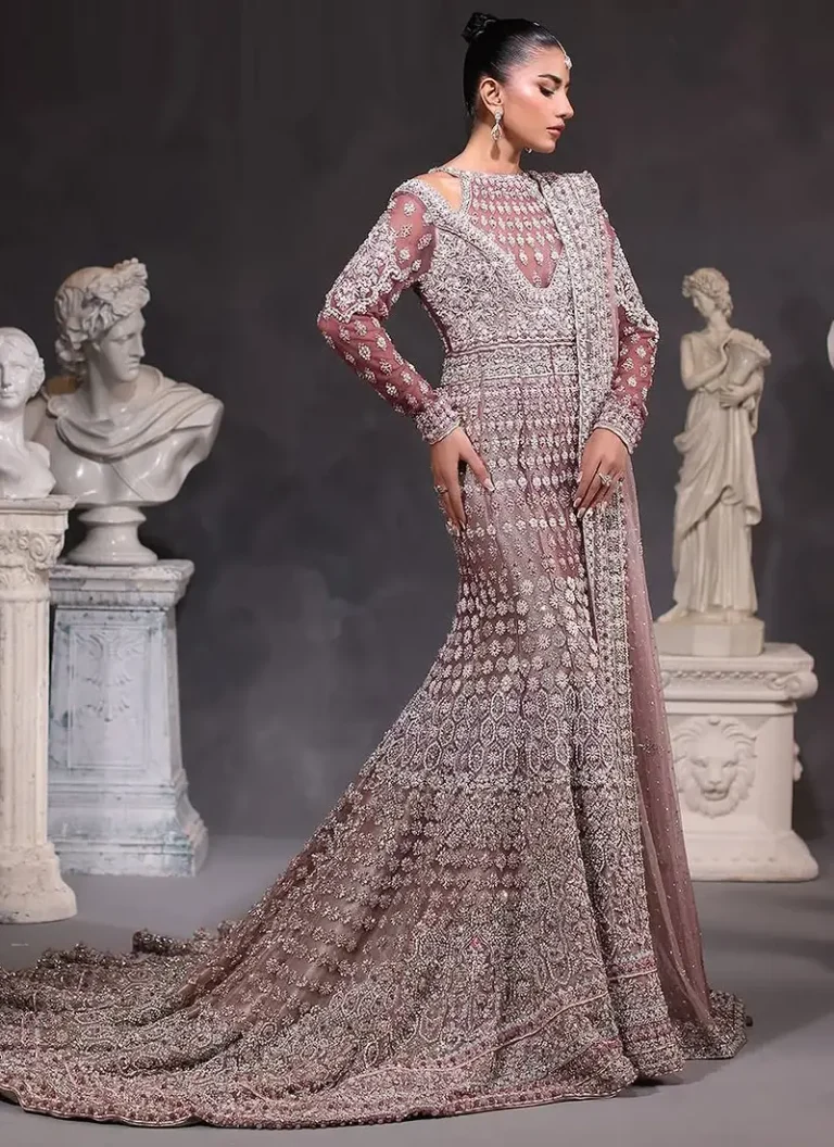 Plum Mermaid Bridal Gown with Long Trail Video