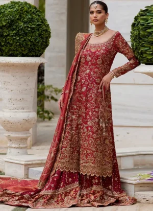 Farah Talib Aziz Red Farshi Lehenga (1)