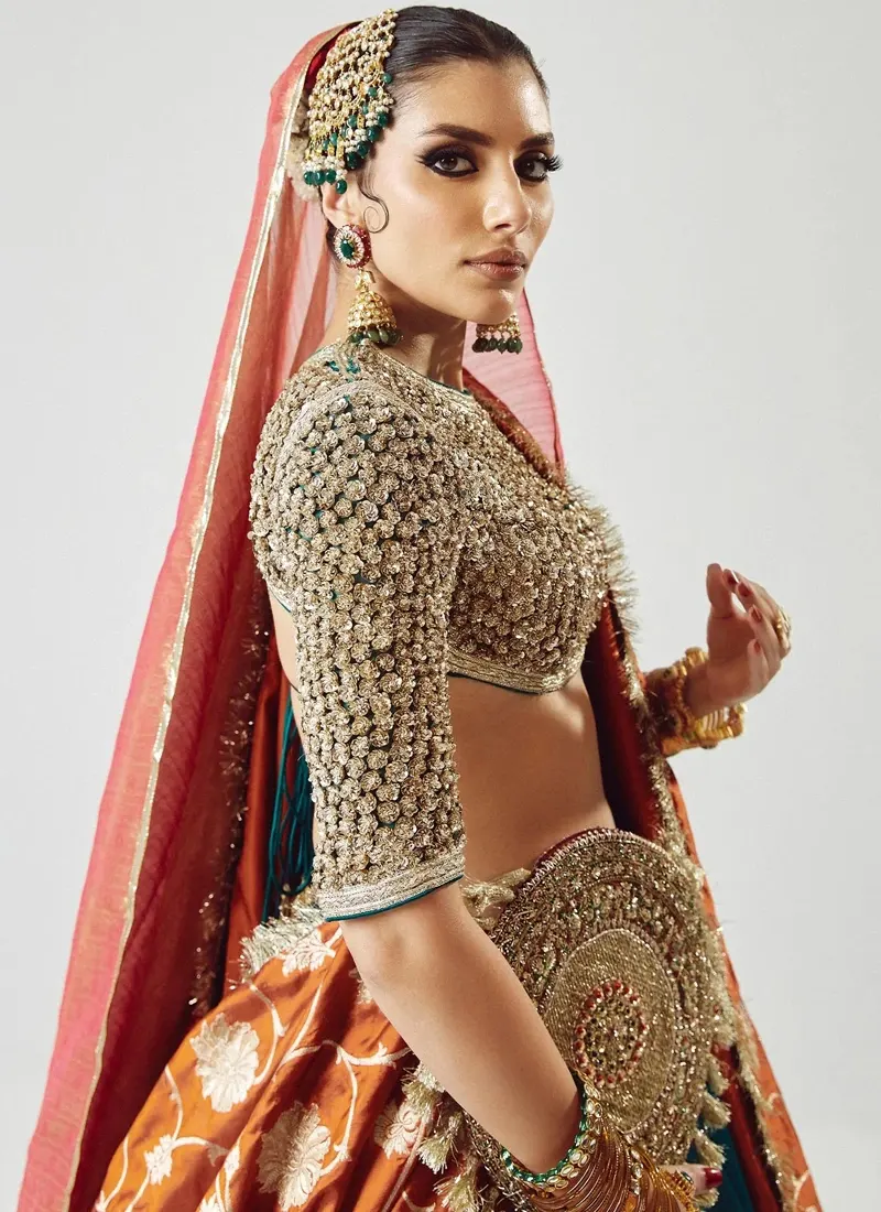 Hussain Rehar Zinc Blue Lehenga (5)