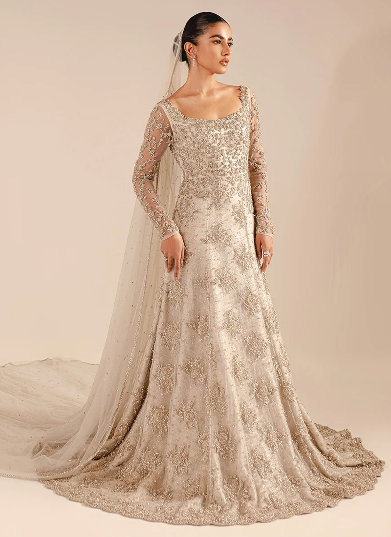 Ivory Floor Sweeping Bridal Gown with Train Video