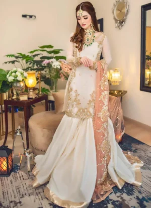 Sadaf Fawad Khan White Gharara (1)