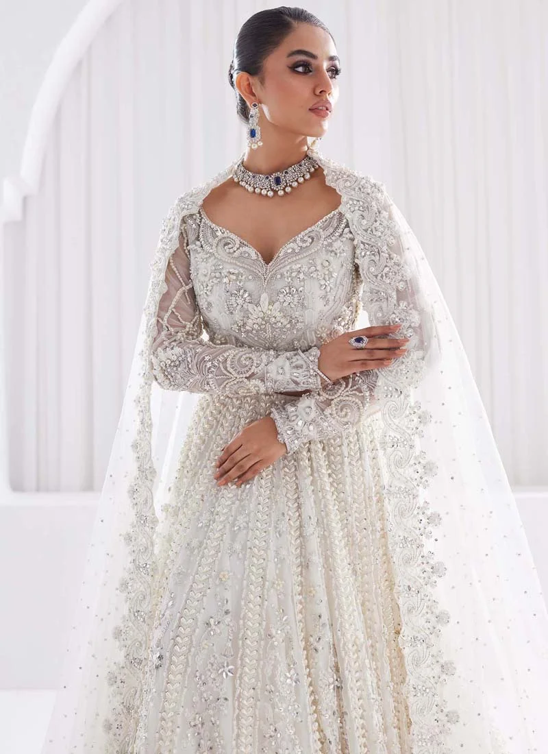 Wine net lehenga choli with full-sleeved blouse, mirrored silver scrolls at the sweetheart neckline and leaf-chain embroidery