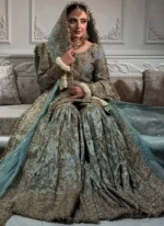 Teal Nikkah Farshi Gharara with Scalloped Zardozi Hem Video